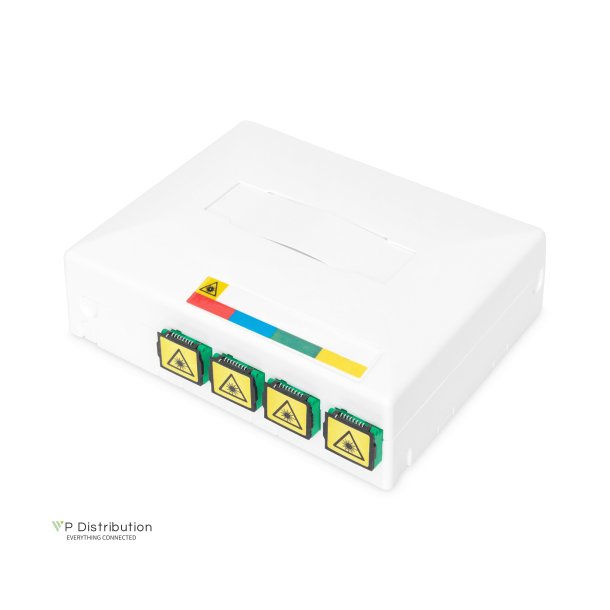 Digitus FTTH Outlet, with 4x SC (APC) SX adapter surface and DIN-rail mount