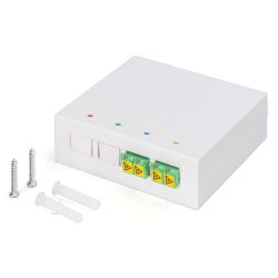 FTTH Outlet, with 2x LC (APC) DX adapter Surfacemount