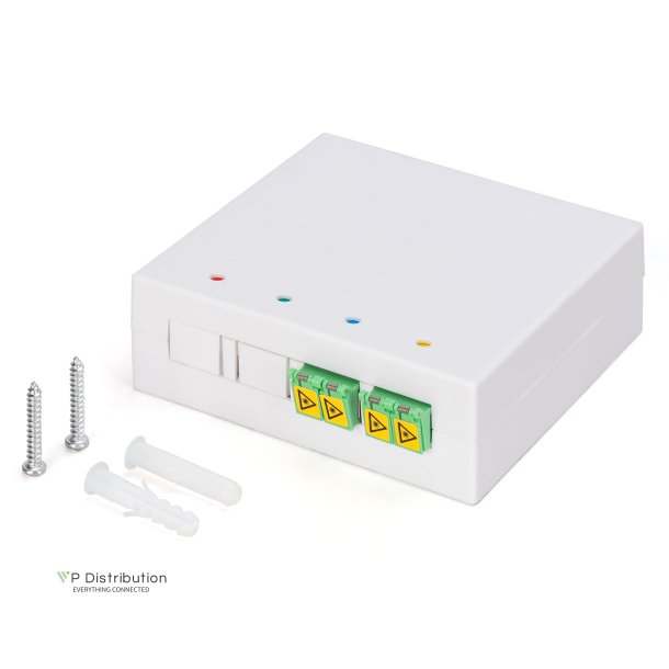 FTTH Outlet, with 2x LC (APC) DX adapter Surfacemount
