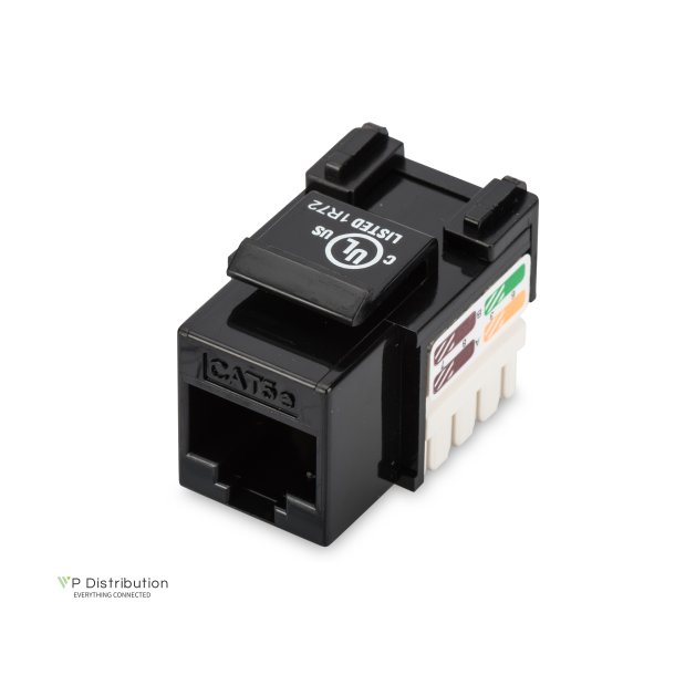 CAT 5e Keystone Jack, unshielded RJ45 to LSA, color black