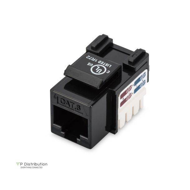 CAT 6 Keystone Jack, unshielded RJ45 to LSA, color black