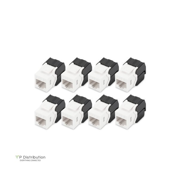 CAT 6 Keystone Jack, unshielded, RJ45 to LSA, tool free connection, incl. cable tie, 8 pcs