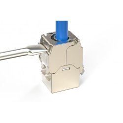 CAT 6A short keystone module, shielded, tool-free mounting connection