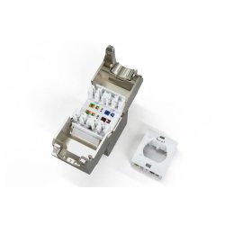 CAT 6A short keystone module, shielded, tool-free mounting connection
