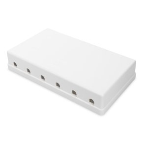 Surface mount box for Keystone Jacks pure white, 6-port