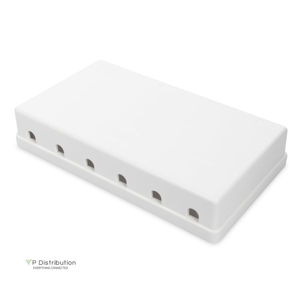 Surface mount box for Keystone Jacks pure white, 6-port