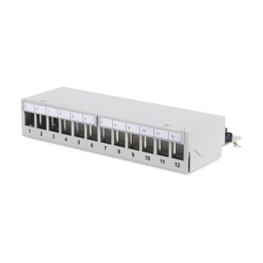 Modular Desktop Patch Panel, shielded 12-port, light grey