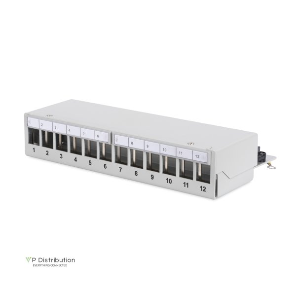 Modular Desktop Patch Panel, shielded 12-port, light grey