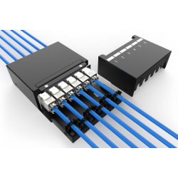 Consolidation point box, 6-port Keystone modules with intelligent cable manager