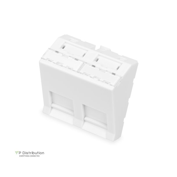 DIGITUS 45x45 mm, 2-port face plate, angled for DN-93802-5-SH, RAL 9003