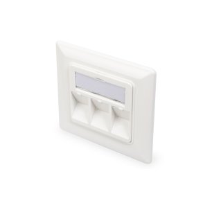 Faceplate for Keystone Jacks,3x RJ45 dust cover, 80/80 + central plate, pure white