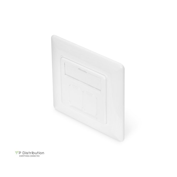 Wallplate for Keystone Jacks, German Type 80x80 frame, 50x50 central plate, design comp.