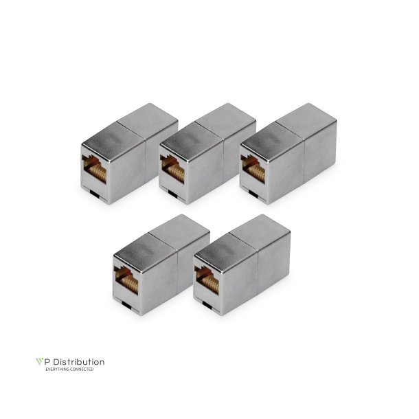 CAT 5e Modular Coupler, shielded RJ45 to RJ45, 5 pcs.
