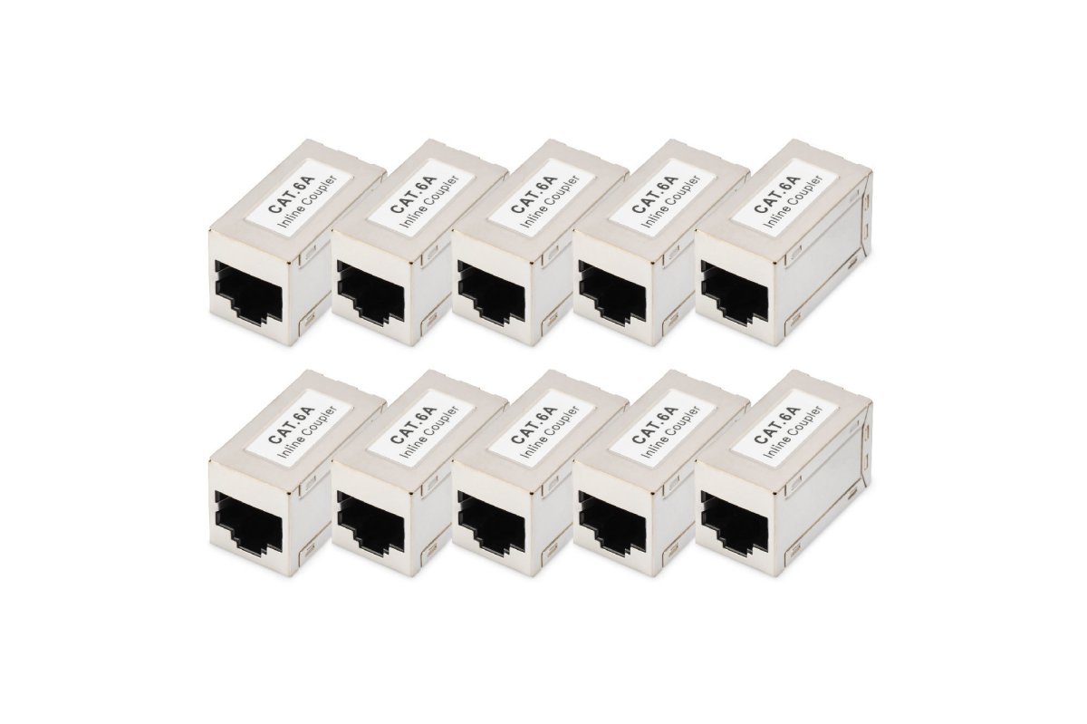 CAT6A modular coupler, full shielded RJ45 to RJ45, 10 pcs. - Cable ...
