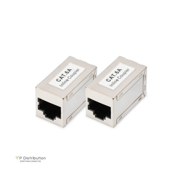 CAT6A modular coupler, full shielded RJ45 to RJ45, 2 pcs.
