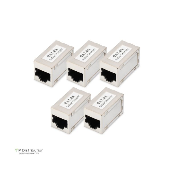 CAT6A modular coupler, full shielded RJ45 to RJ45, 5 pcs.
