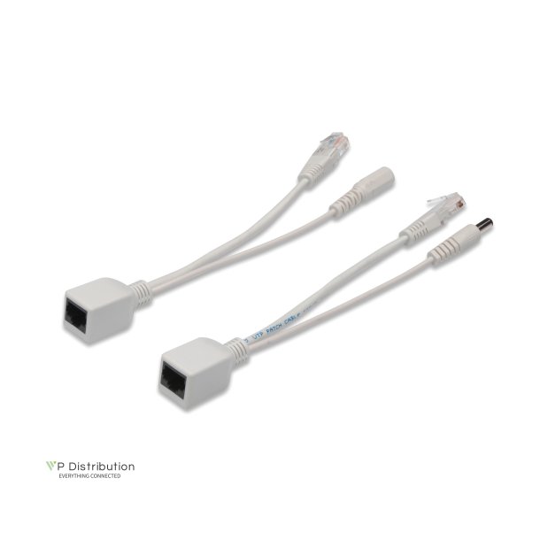 Digitus Passive PoE Cable Kit 1x Splitter PD cable, 1x Injector PSE cable, White