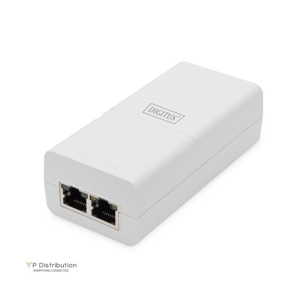 Digitus Gigabit Ethernet PoE+ Injector 802.3at, 30 W small housing, white