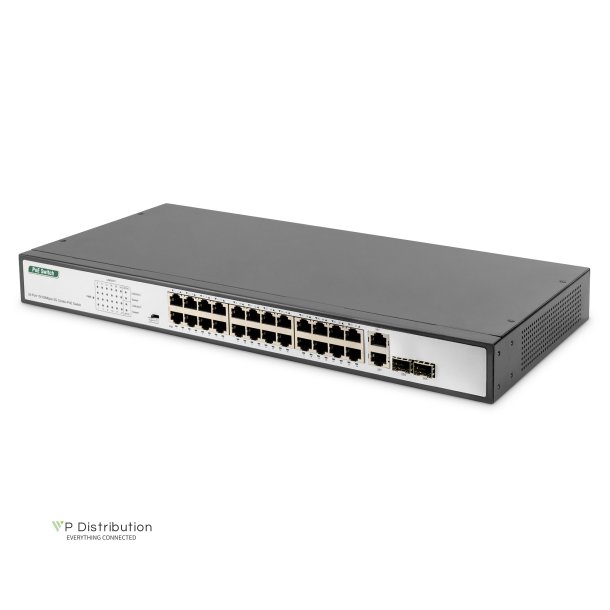 Digitus Fast Ethernet PoE Switch 24-port PoE + 2 Combo, 370W PoE budget