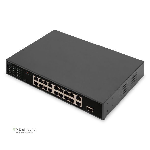 Digitus 16 Port 10/100 Mbps PoE Switch 16 x10/100Mbps PoE RJ45 Ports,1x GE RJ45,1x SFP