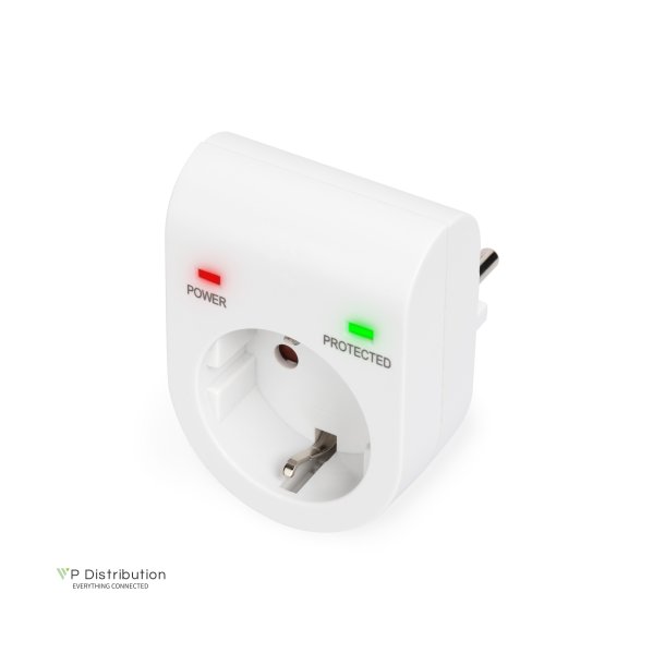 Digitus surge protector with power and protected LED safety outlet,16 A, 3.500W, T&Uuml;V-GS, white