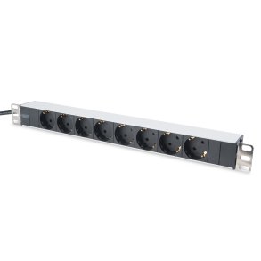 Digitus 1U Aluminum PDU, rackmountable, 8x safety outlet 16A, 4000W, 250VAC 50/60Hz,