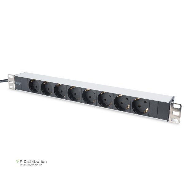 Digitus 1U Aluminum PDU, rackmountable, 8x safety outlet 16A, 4000W, 250VAC 50/60Hz,