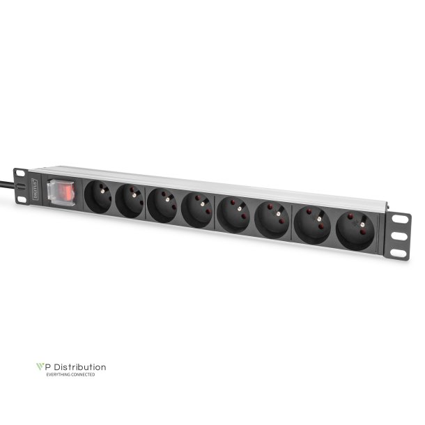 Digitus 1U Aluminum PDU, rackmountable, 8x CEE 7/5 rated power: 16A, 4000W, 250VAC 50/60Hz,