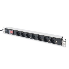 Digitus 1U Aluminum PDU, rackmountable, 7x safety outlet 16A, 4000W, 250VAC 50/60Hz, switch