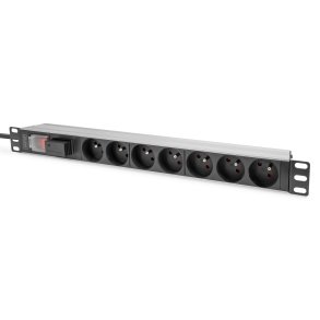 Digitus 1U Aluminum PDU, rackmountable, 7x CEE 7/5 16A Plug, 250VAC 50/60Hz, switch, surge Protection
