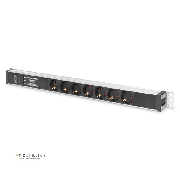 Digitus Aluminium PDU, Rackmountable, frequency filter 16A, 3600W, 230VAC 50/60Hz, 7x safety, 2m