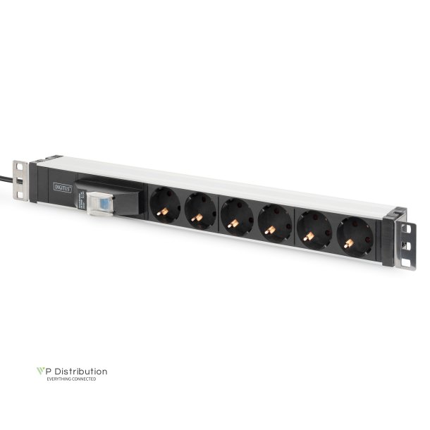 Digitus DIGITUS 1U Aluminum PDU, rackmountable 6x safety outlet,16A, 4000W, 250VAC 50/60Hz,