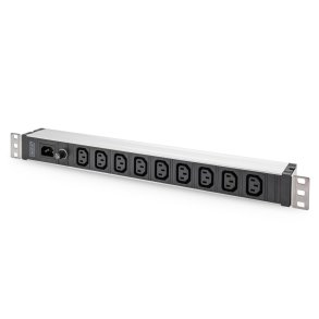 Digitus 1U Aluminum PDU, rackmountable, 9 x C13 10A, 230VAC, 50/60Hz, IEC C14 inlet, 10 A Fuse