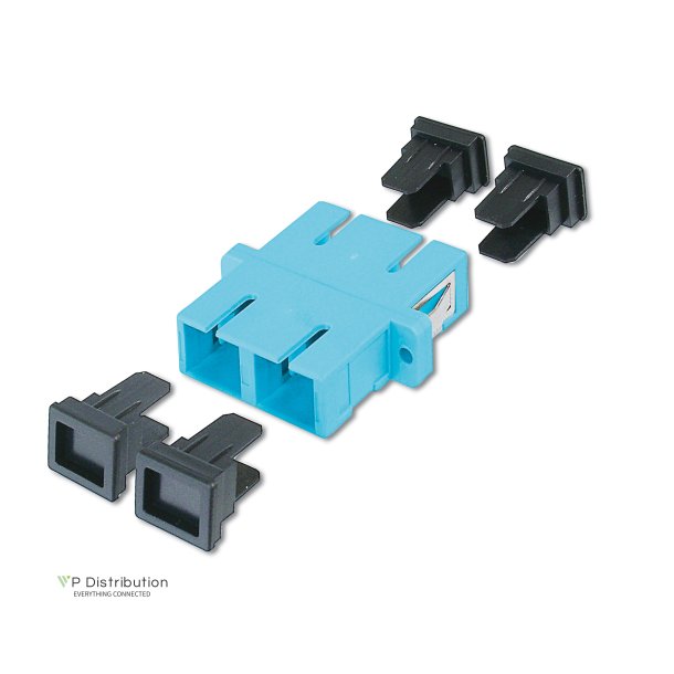 Digitus FO coupler, duplex, SC to SC, MM OM3, color aqua ceramic sleeve, polymer housing, incl. screws