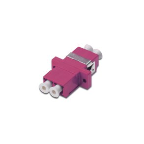 Digitus FO coupler, duplex, LC to LC, MM, violet, OM4 ceramic sleeve, polymer housing, incl. screws