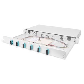 Digitus FO splice box, 1U, equipped, 6x SC DX, OM3 incl. splice cassette, colored pigtails, couplers