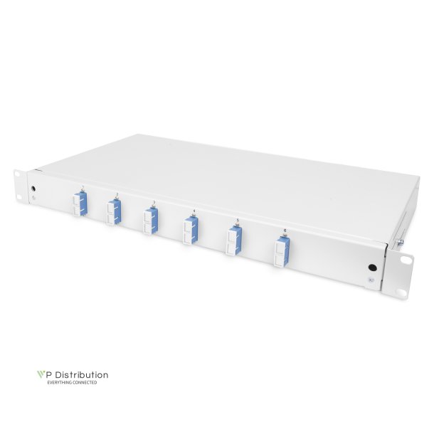 Digitus FO splice box, 1U, equipped, 6x SC DX, OS2 incl. splice cassette, colored pigtails, couplers