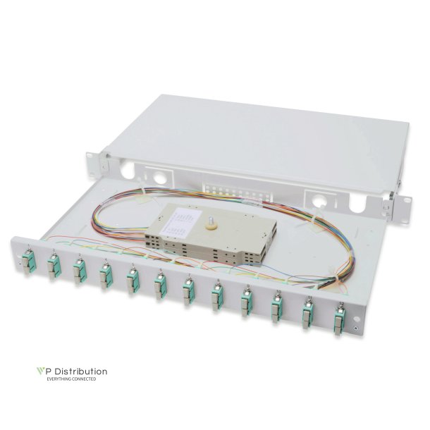 Digitus FO splice box, 1U, equipped, 12x SC DX, OM3 incl. splice cassette, colored pigtails, couplers
