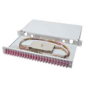 Digitus FO splice box, 1U, equipped, 24x SC DX, OM4 incl. splice cassette, colored pigtails, couplers