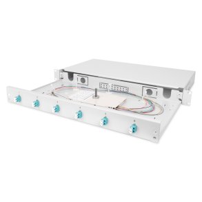 Digitus FO splice box, 1U, equipped, 6x LC DX, OM3 incl. splice cassette, colored pigtails, couplers