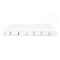 FO splice box, 1U, equipped, 6x LC DX, OS2, APC incl. splice cassette, colored pigtails, couplers