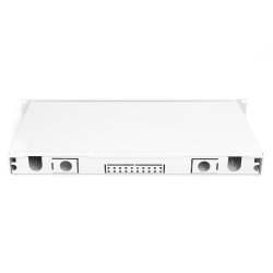 FO splice box, 1U, equipped, 6x LC DX, OS2, APC incl. splice cassette, colored pigtails, couplers