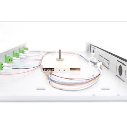FO splice box, 1U, equipped, 6x LC DX, OS2, APC incl. splice cassette, colored pigtails, couplers