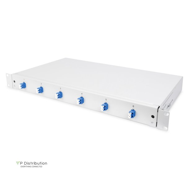 Digitus FO splice box, 1U, equipped, 6x LC DX, OS2 incl. splice cassette, colored pigtails, couplers