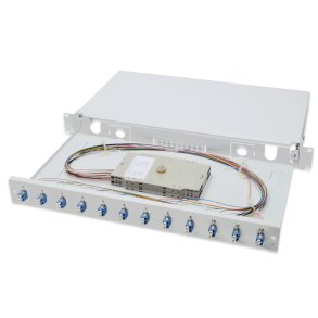 Digitus FO splice box, 1U, equipped, 12x LC DX, OS2 incl. splice cassette, colored pigtails, couplers
