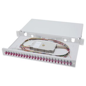 Digitus FO splice box, 1U, equipped, 24x LC DX, OM4 incl. splice cassette, colored pigtails, couplers