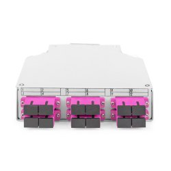 Fiber DIN Rail Box, Preassembled, MM OM4, 6 SC DX with Pigtails and Couplers