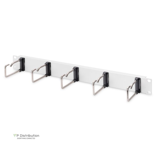 Digitus 1U cable management panel 5x steel rings 40x75 mm, grey (RAL 7035)