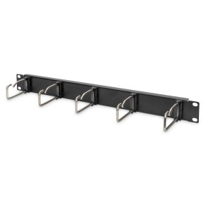 Digitus 1U cable management panel 5x steel rings 40x75 mm, black (RAL 9005)