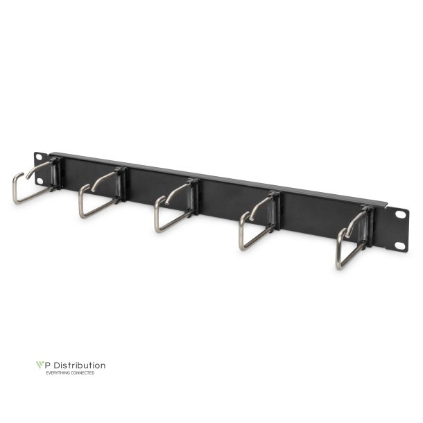 Digitus 1U cable management panel 5x steel rings 40x75 mm, black (RAL 9005)